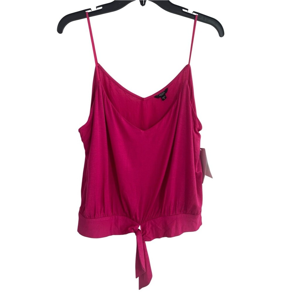 Guess Fuchsia Tie-Front Spaghetti Strap Camisole Size XL